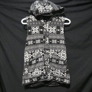 QED LONDON | medium | Black and White Warm Soft Zip-Up Sleeveless Hoodie | NWOT